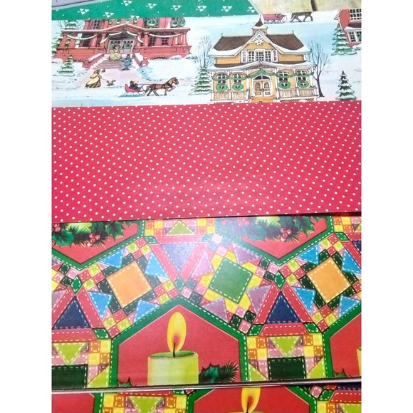 Vtg Christmas Artfaire Gift Wrap 24 Sheets 8 Designs Victorian Village NOS (4d) - Picture 8 of 9